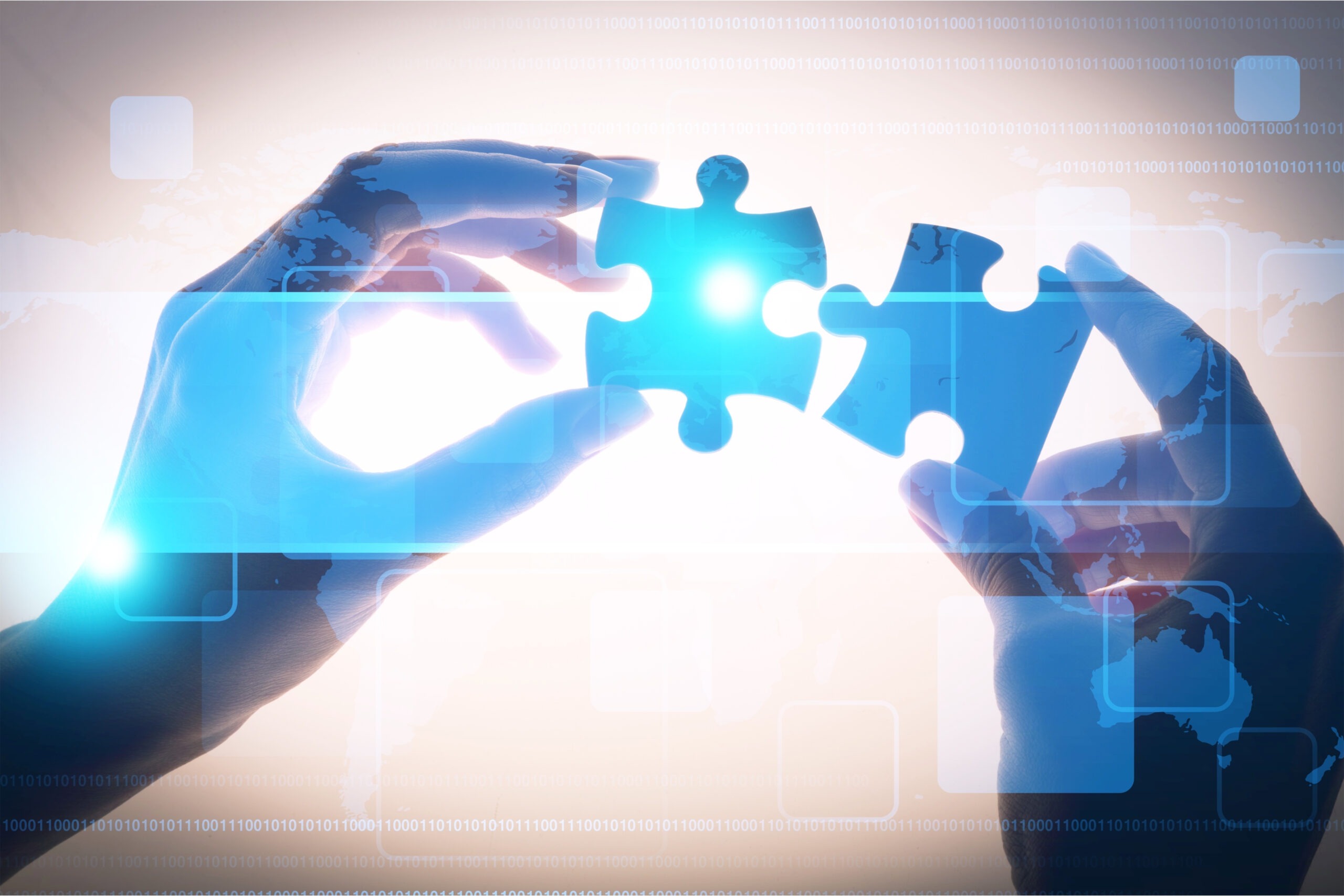 Pieces of Jigsaw Puzzle in Hands