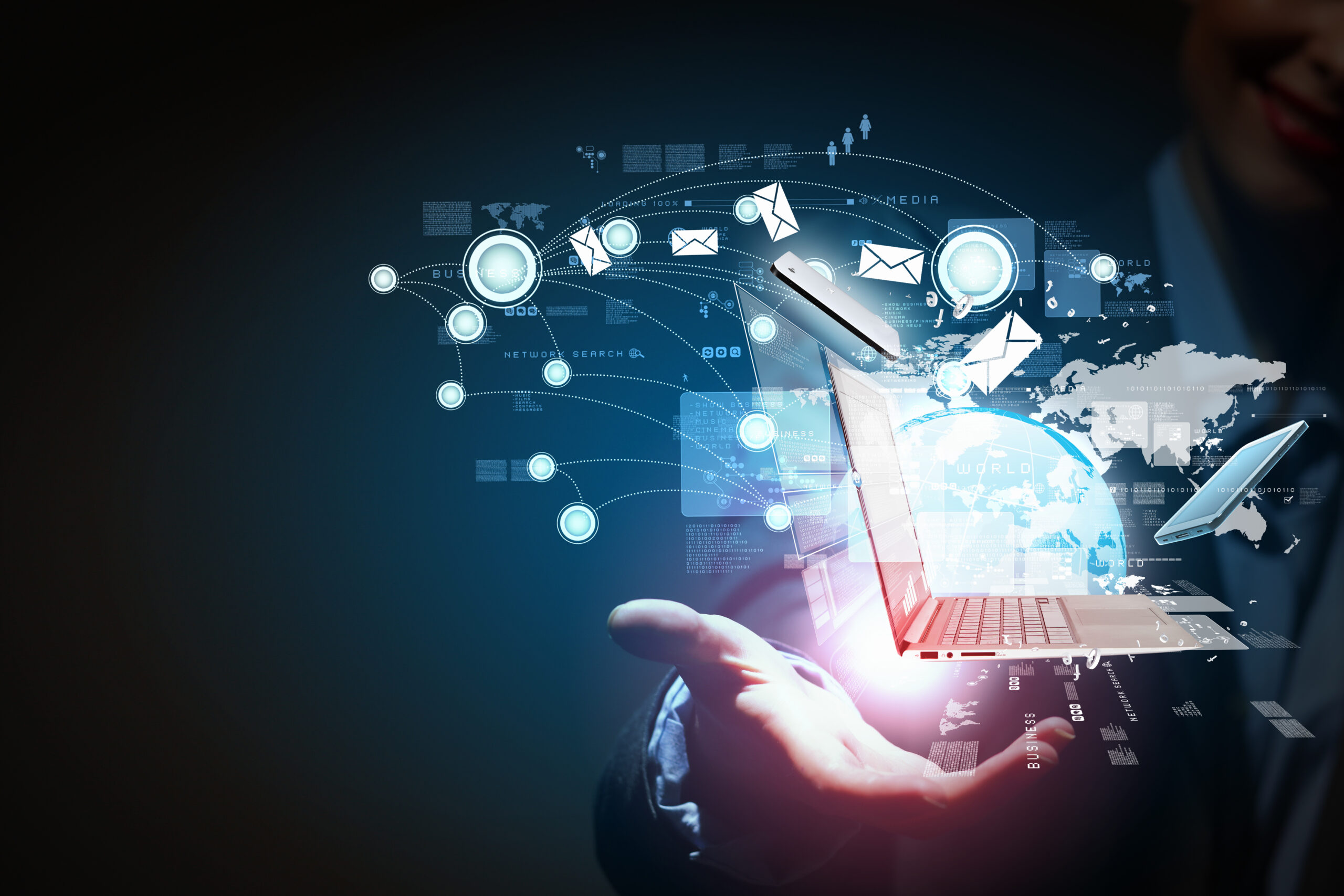 Modern Wireless Technology and Social Media Illustration